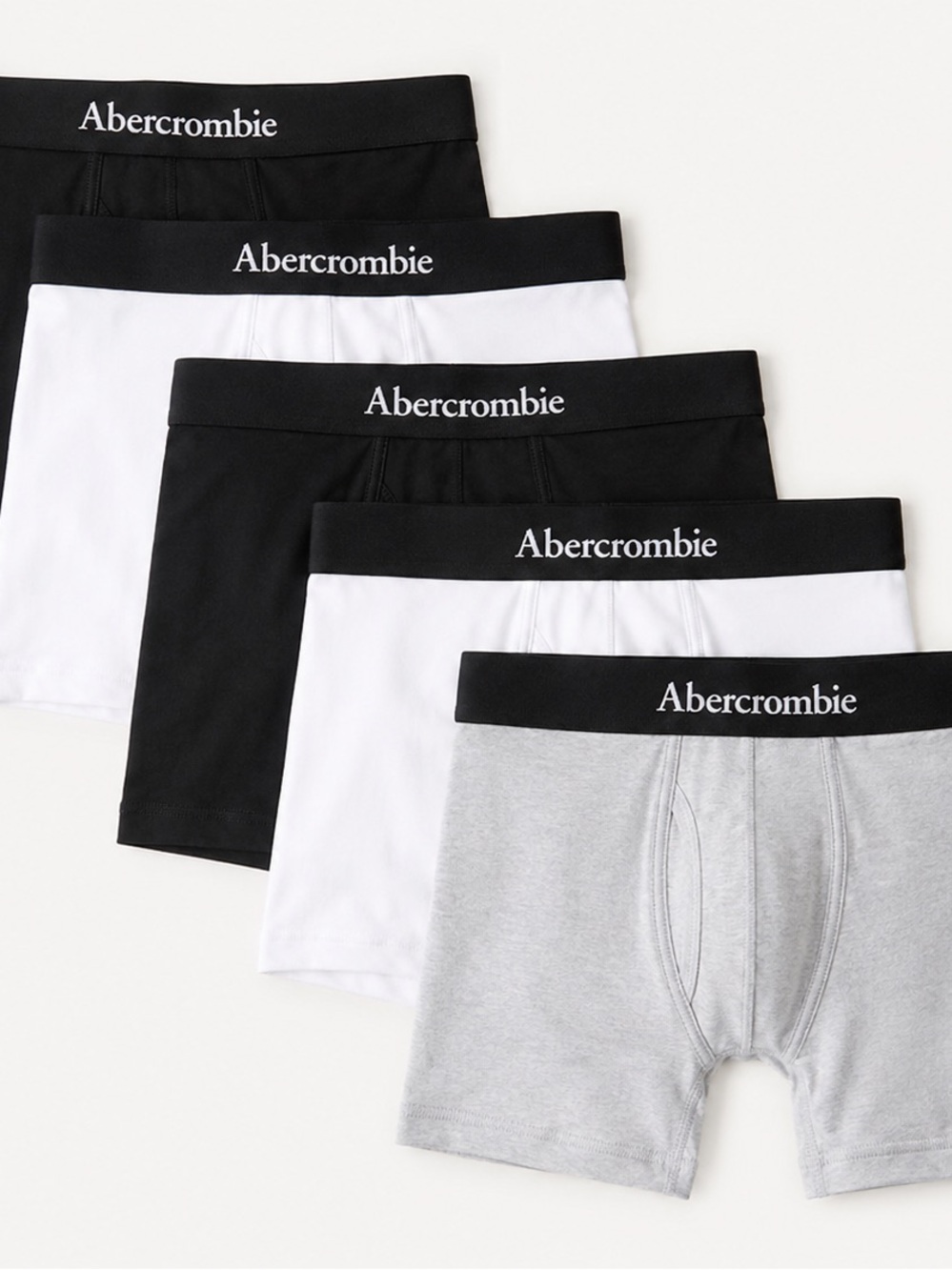 Abercrombie Kids Boys 5-Pack Boxer Briefs Size 7/8 Black Multi Pack NEW
